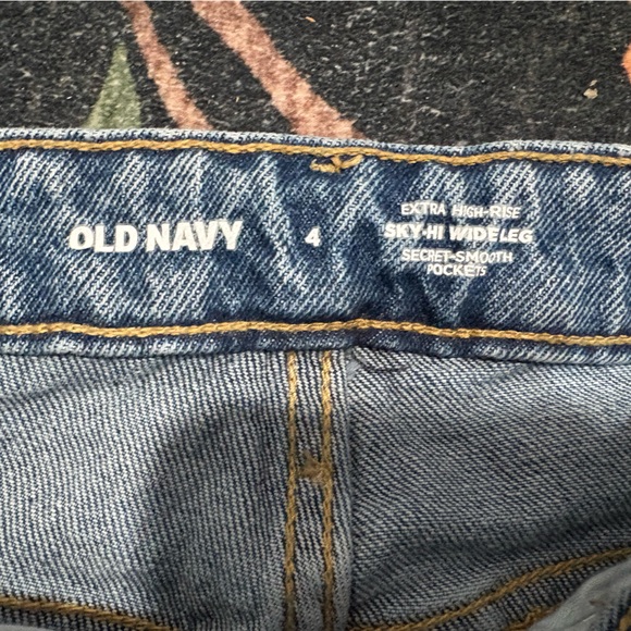 Old Navy Blue Distressed High Waist Wide Leg Jeans size 4 - Picture 4 of 4